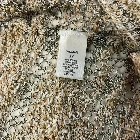 Dress Barn LongLine Knit Open Front Cardigan Tan/Brown 3/4 Sleeve Womens Plus 3X - Picture 6 of 7